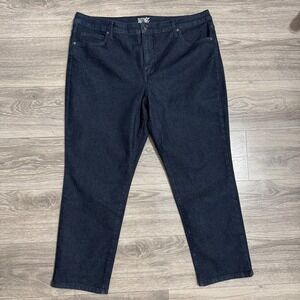 Terra & Sky Womens 18W Petite 40x27 in Straight Leg Jeans Dark Indigo Denim Plus